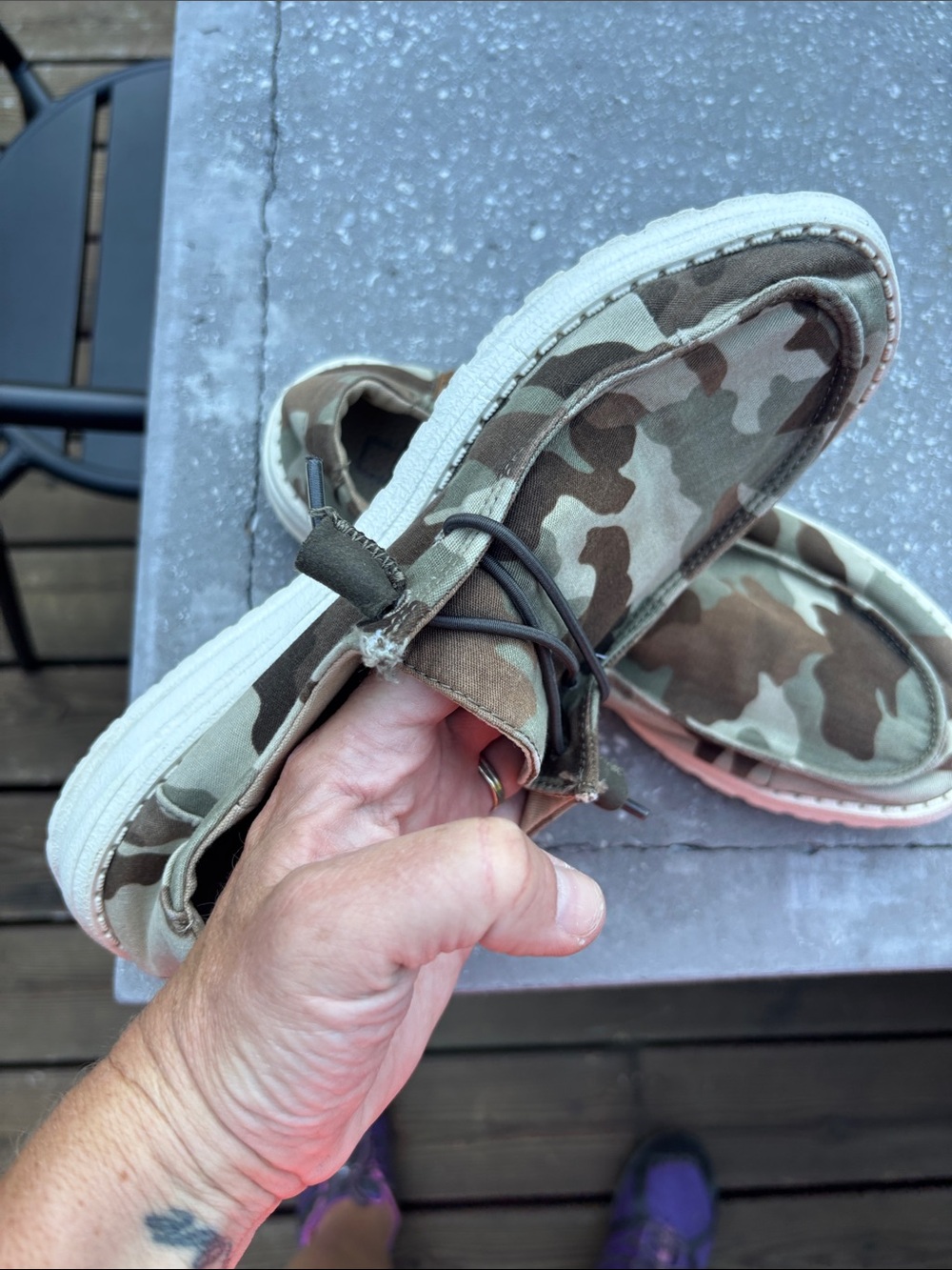 Hey Dude Women's Wendy Camouflage Slip-On Moccasins - Tan/Green - Picture 3 of 10